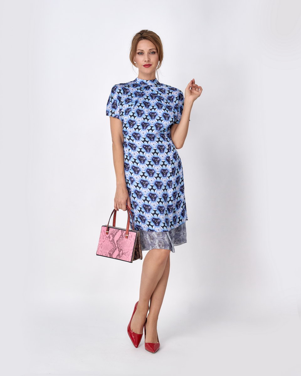 Платье шёлк «Калейдоскоп» с двухъярусным подолом